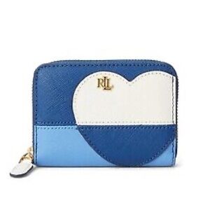 RALPH LAUREN crosshatch leather zip wallet